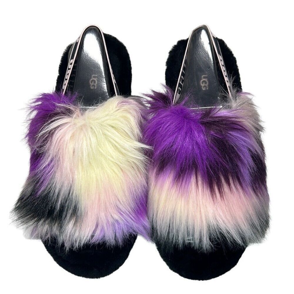 UGG Women’s Fluff Yeah Slide Sheepskin Slipper Magnolia Tie-Dye, SZ 9 US, Purple - Picture 9 of 14